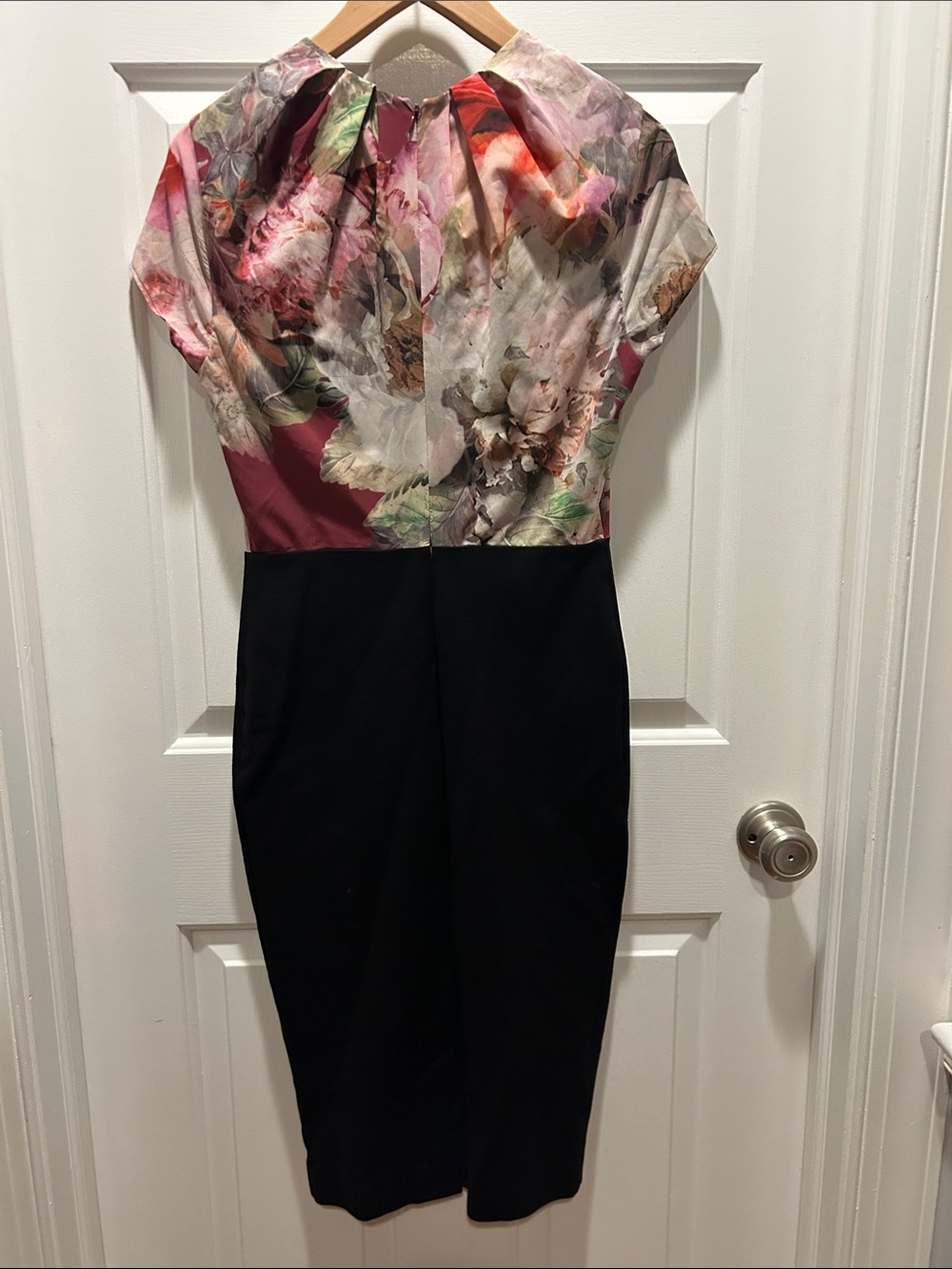 Ted Baker London Floral Bodice Black & Pink Midi Dress - Picture 4 of 6
